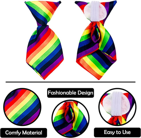 PET SHOW 8pcs Dot Stripe Small Dogs Collar Charms - Neckties for Medium Dogs, Cats, Puppies, Holiday Costumes