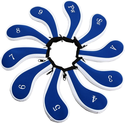 Sword & Shield Sports Neoprene Zipper Golf Club Iron Head Covers - 10pcs/Set