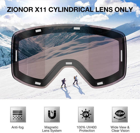 ZIONOR X11 Ski Goggles, Magnetic Cylindrical Snowboard Goggles for Men Women