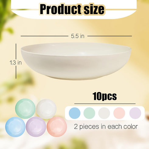 10 Pieces Whisker Fatigue Cat Bowl, 5.7 Inch Cat Dishes for Food and Water, Shallow Cat Food Bowl, Wide Wheat Straw Cat Dishes,Small Pet Plate for Kittens and Short Legged Cat (10Pcs, Round)
