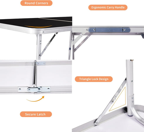 BIVVI 2.3 Foot Small Folding Table Portable Lightweight Utility Side Tables with Carrying Handle, Outdoor Aluminum