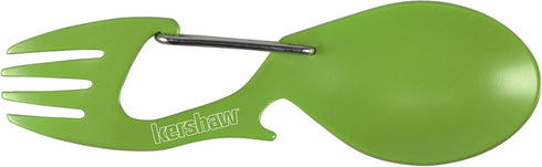 Kershaw Ration Multi Tool Spork, Stainless Steel Spoon, Fork, Carabiner, and Bottle Opener