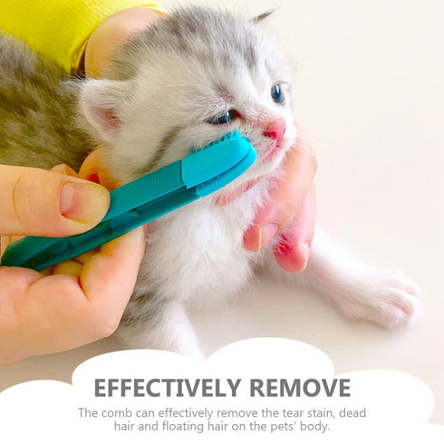Didiseaon Tear Stain Remover Comb for Cat Dog, 2Pcs Portable Grooming Comb Brush for Small Pets