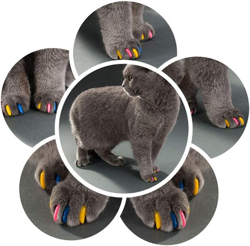 140pcs Cat Nail Caps Kitten Caps, 4 Glitter Colors + 10 Colorful Cat Nails Caps Covers