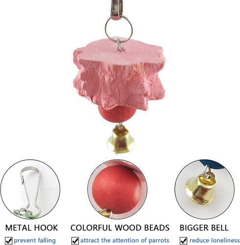 Bird Grinding Beak Calcium Stone with Bell, 6-Pcs Chewing Toys for Chinchilla, Bunny, Budgie