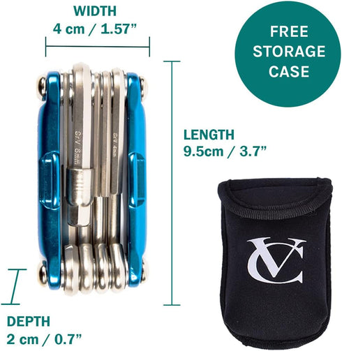 VeloChampion 14 in 1 Blue Multifunctional Bike Repair Tool, Compact with Storage Case
