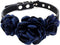 Valentines Flower Dog Cat Collar - Suede Puppy Wedding Collar for Small Dogs - Adjustable Buckle (Dark Blue, Size M)