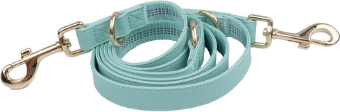 Leather Dog Collar and Leash Set, 7FT Reflective Vegan Leather with Gold Metal Buckle for Small, Medium, Large Dogs (S,