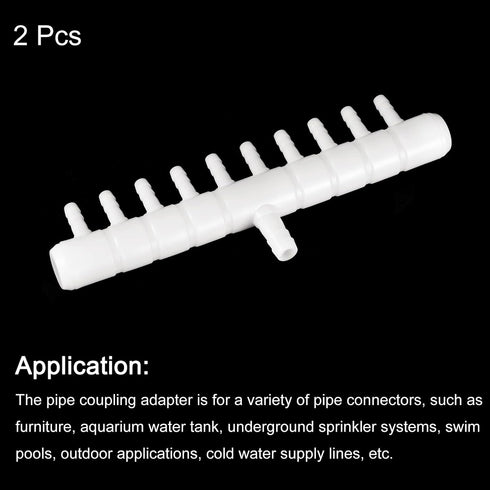 uxcell 2Pcs 9mm to 5.5m 10 Ways Air Line Tubing Splitter Connector for Fish Tank Oxygen Pipe Adapter (White)