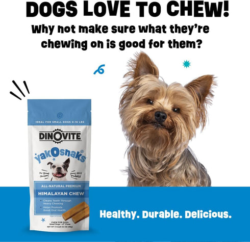 Dinovite YakoSnaks, Himalayan Yak Chews for Dogs, Long Lasting Low Odor Chews, Small Dogs