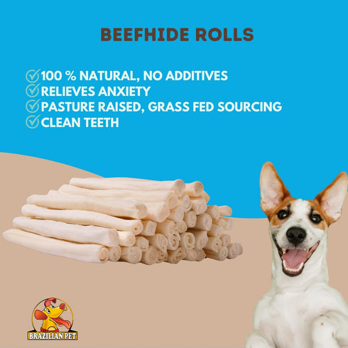 Natural Treats Rawhide Rolls Dog Chews Bones 6.5" for Pups and Small Dogs (80 Count)