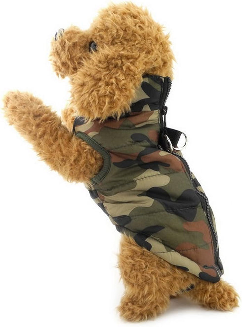 SMALLLEE_LUCKY_STORE New Soft Padded Vest Harness for Small Dogs - Green Camouflage, Model: BFL049-Green-L, L(Chest