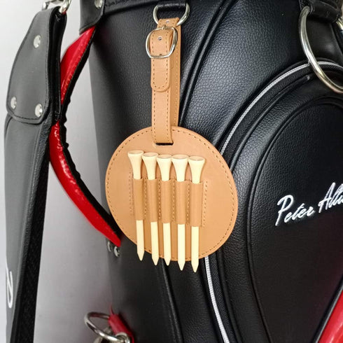 Myartte Golf Tee Holder with Wood Golf Tees, Luxury Leather Gift for Golfer Men Women