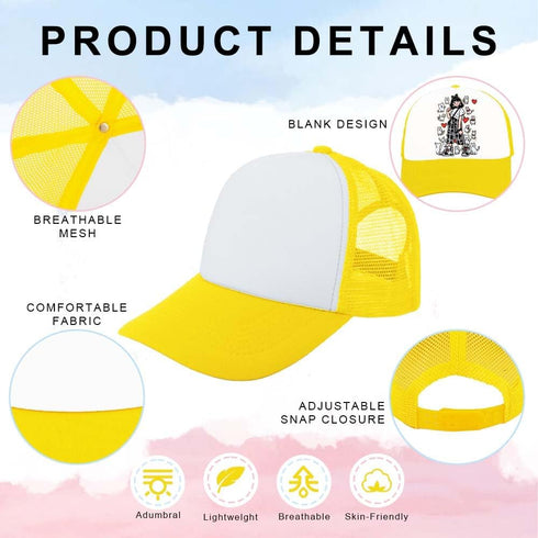 ZH 12 Pcs Sublimation Trucker Hats - Blank Mesh Baseball Cap for Men and Women
