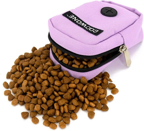 COOWONE Small Dog Treat Pouch, Portable Purple Treat Bag with Waste Bag Dispenser for Hands-Free Walking
