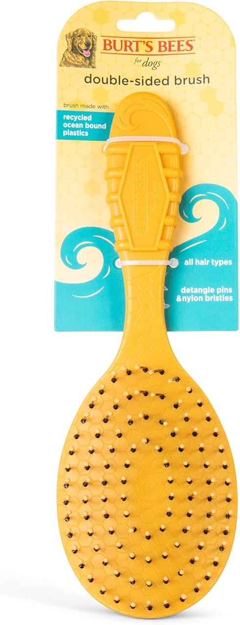 Burt's Bees for Pets Double Sided Brush for Large Dogs, 2-in-1 Grooming Brush Made from Recycled Plastics