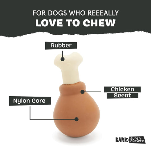 Barkbox Super Chewer Tough Dog Chew Toys for Aggressive Chewers, Dental Stimulating, Turkey - Small