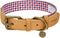 Blueberry Pet Multicolor Geometric Squares Dog Collar - Genuine Full Grain Leather & Polyester Combo, Large