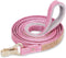 PetsHome 5 FT Dog Leash, Premium PU Leather Pet Leash with Bling Rhinestones for Small to Medium Dogs, Pink