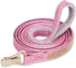 PetsHome 5 FT Dog Leash, Premium PU Leather Pet Leash with Bling Rhinestones for Small to Medium Dogs, Pink