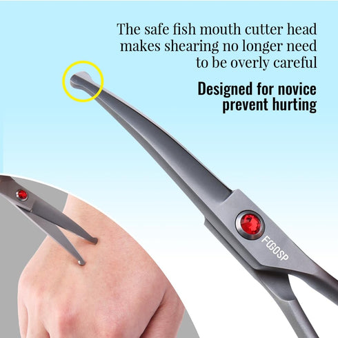 4.5" Dog Grooming Scissors 2 pcs - Curved Scissors for Dog Grooming and Thinning Shears for Small Dog Cat Face Paw