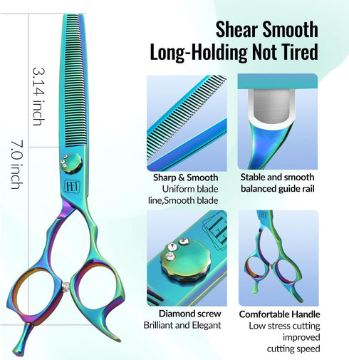 Dog Grooming Scissors: 7" Pet Thinning Shears Made of Japanese 440C Stainless Steel for Trimming Dogs, Cats & Other Pets