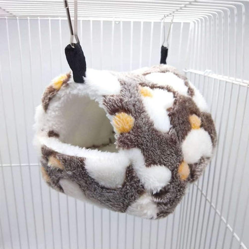 SEIS Brown Hamster Love Pattern Hammock, Cotton Nest for Small Pets, Chinchillas, Hedgehogs, and Guinea Pigs (L)