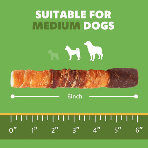 MON2SUN 6 Inch 35.27 oz (20 Count-Pack 1) Dog Treats, Triple Flavor Chicken Liver Duck and Chicken Wrapped Rawhide