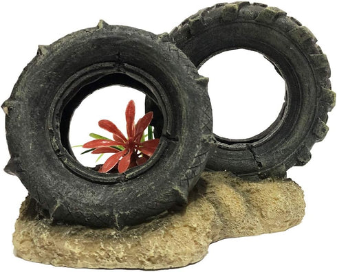 Aquarium Tyre Decorations, Resin Material Tyre Ornament, Environment Friendly Decorations
