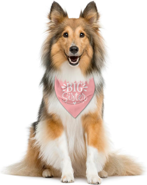 ZPPRJF Big Sister Dog Bandana, Pink Pet Dog Scarf Accessories, Pet Triangle Scarf for Small Medium Dogs, Baby
