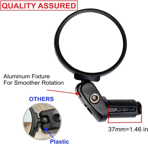 Hafny HD Bar End Bike Mirror - Blast-Resistant Glass Mirror, HF-MR090, HF-M951S-FR03, 2PCS (Silver Glass, 62mm)