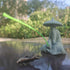 Mini Fisherman Figurine, Sandstone Asian Aquarium Decorations, Japanese Garden Ornaments
