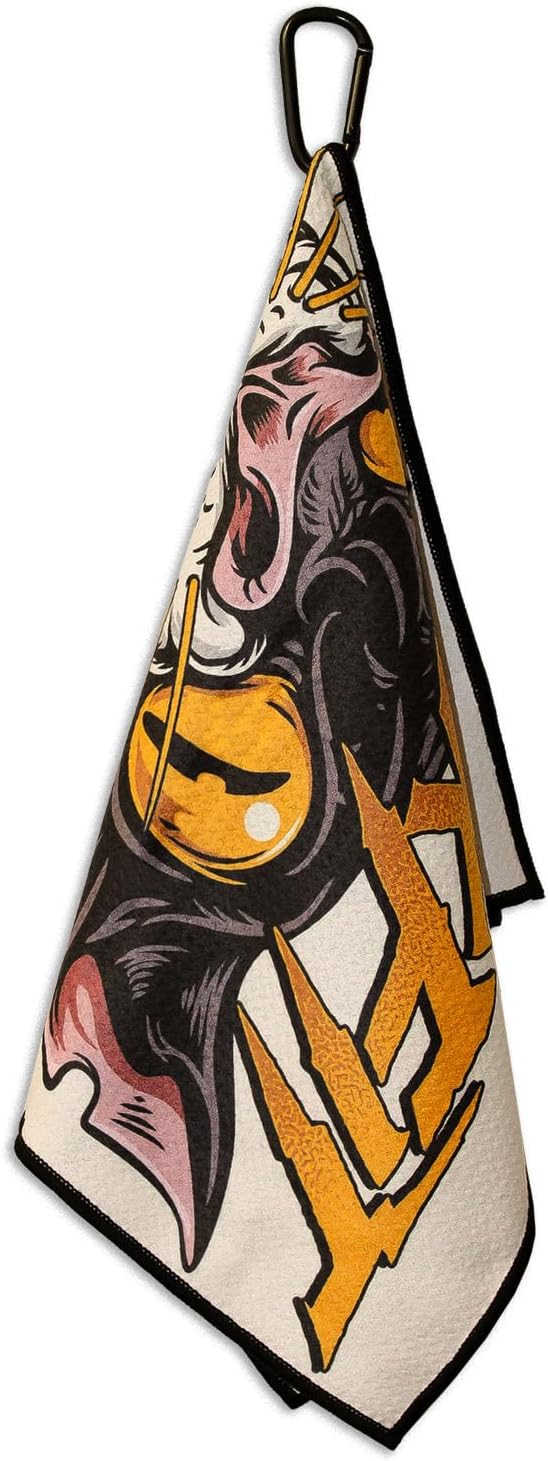 RokFit Gym Towel - Multi-use Bold Graphic Towel with Carabiner Clip for Golf and Utility (Starve Your Distractions)
