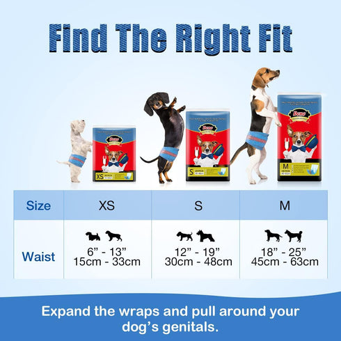 Dono Disposable Dog Diapers Male-Dogs Jeans Super Absorbent Soft Pet Diapers Doggie Wraps for Male Puppy Dogs, Leak