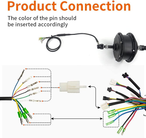 Hub Motor Convert Extension Cable - 9 Pin Waterproof Connector for 36V 48V 52V Ebike Motor Conversion Line