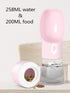 Outdoor Dog Water Bottle Dispenser, Leak Proof for Pets On The Go with Food Container, Pink