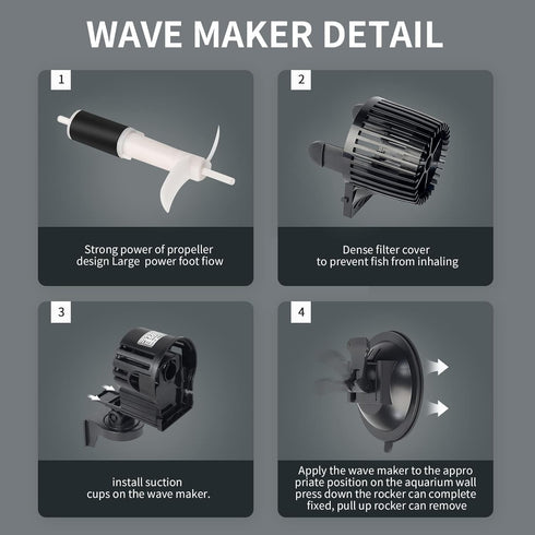 UPETTOOLS Aquarium Circulation Powerhead Wavemaker Pump | Controllable Submersible Circulation | 3170GPH, 6340GPH,