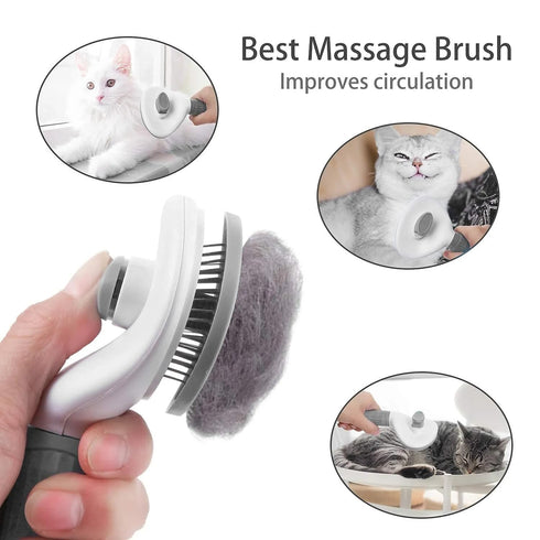 Generic Dog & Cat Brush, Self Cleaning Slicker Grooming Brush for Shedding, Deshedding Rake, Comb (Grey)