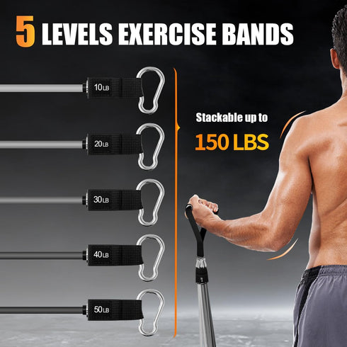 WHATAFIT Resistance Bands for Working Out, Exercise Bands with Handles for Men and Women Fitness Training