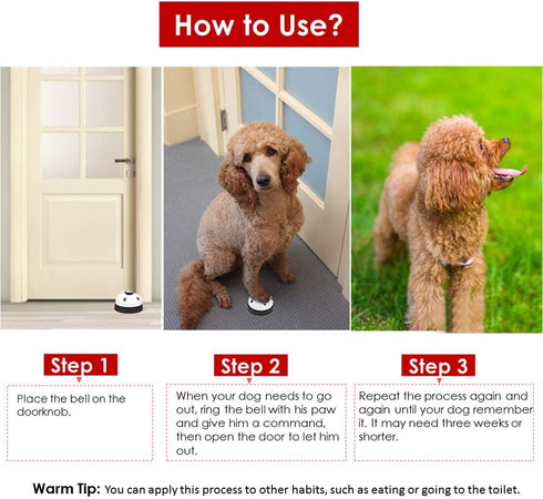 SlowTon Dog Doorbells, 2 Pack Metal Bell Dog Training with Non Skid Rubber Bottoms for Potty Training, White