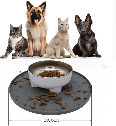 Silicone pet Food mat, Dog Food and Water mat, Raised Edge Rubber mat for Dog Bowls, Prevents Food and Water from staining Floors, Suitable for Small and Medium Pets,10.6''