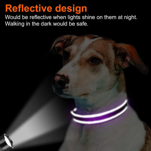 Joytale Reflective Dog Collar - Soft Neoprene Padded Breathable Nylon, Adjustable for Medium Dogs, Purple, M