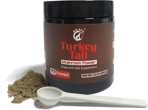 Organic Turkey Tail Mushroom Powder for Pets Health | Immune, Gut & Digestive Support | Non-GMO, Dog & Cat Supplement,