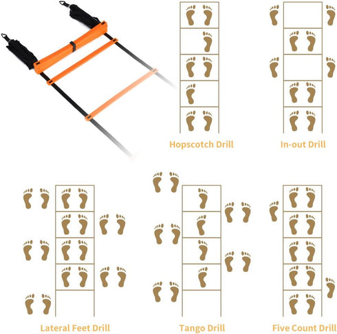 YISSVIC Agility Ladder and Cones - 20 Feet, 12 Adjustable Rungs, Fitness Speed Training Equipment, 1 Carry Bag, 10