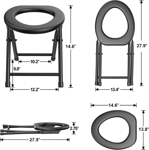 300LBS BLIKA Portable Toilet for Camping & Travel - Weight Capacity, Folding Toilet with Removable Plastic Ring