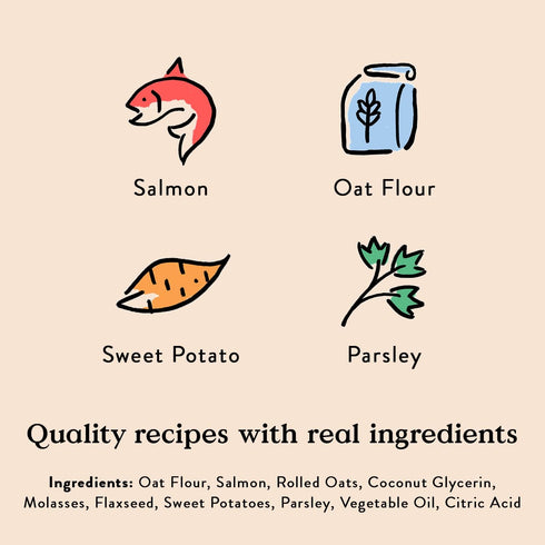 Bocce's Bakery Salmon Recipe Oven Baked Dog Treats, Wheat-Free, All-Natural Soft & Chewy Cookies, 6 oz