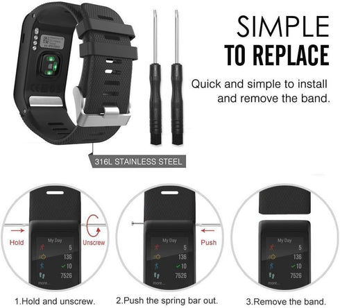 Soft Silicone Replacement Band for Garmin Vivoactive HR, Watch Band Only (No Tracker)