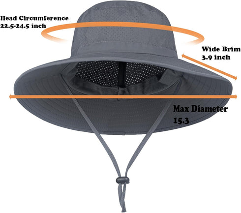 Rosoz Sun Hat for Men and Women - Boonie Bucket Hat with Wide Brim for Fishing, Safari, Beach, Garden UV Protection