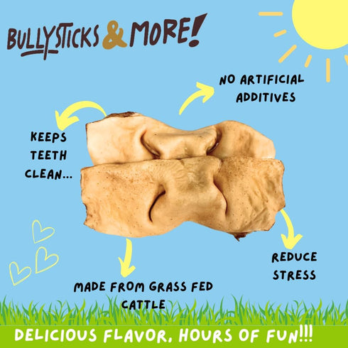 BULLYSTICKS & MORE 8-10 Inch Smoked Beef Cheek Snouts for Dogs (Extra Thick-3 Count) - No Hide Bones for Dogs