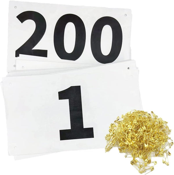 Running Race Bibs Large Numbers with Safety Pins for Marathon Race Events-